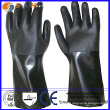 Анти-химическая защита рук черная промышленная резиновая перчатка